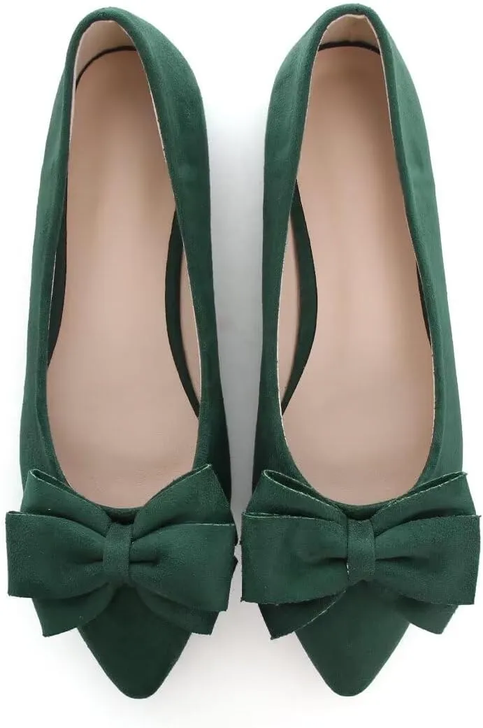 TN TANGNEST Women's Summer Dress Flats - Comfortable Pointed Toe Bowknot Ballet Shoes for Woman - Soft Suede Driving Flats