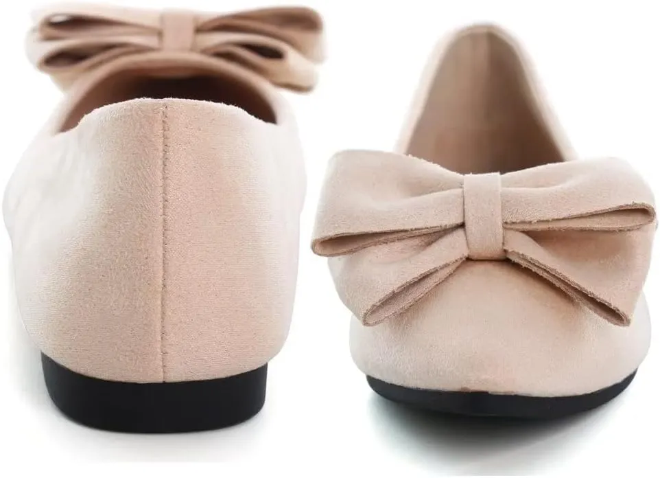 TN TANGNEST Women's Summer Dress Flats - Comfortable Pointed Toe Bowknot Ballet Shoes for Woman - Soft Suede Driving Flats