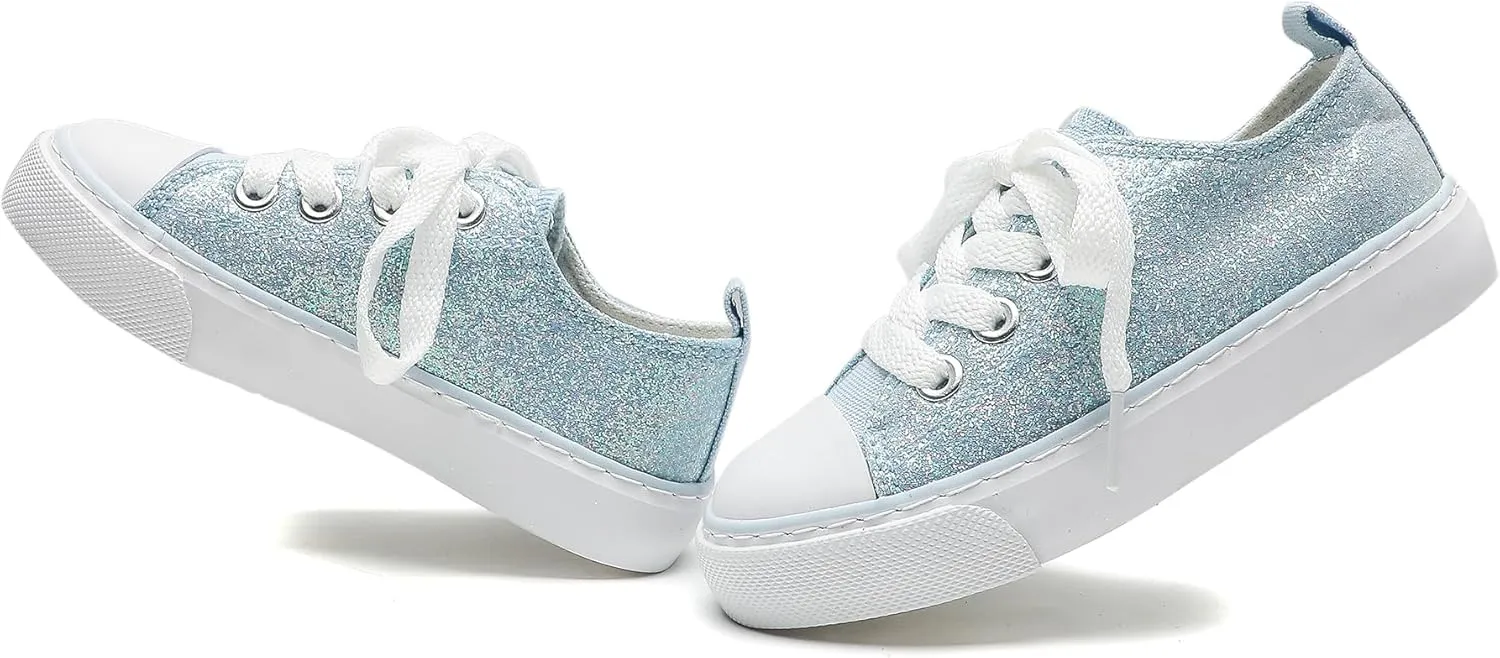 Toddler Canvas Sneakers for Boys & Girls - Breathable, Lightweight & Durable Lace-Up Shoes Non-Slip Rubber Sole, Classic School Style for Play & Casual Wear,Ages 2 