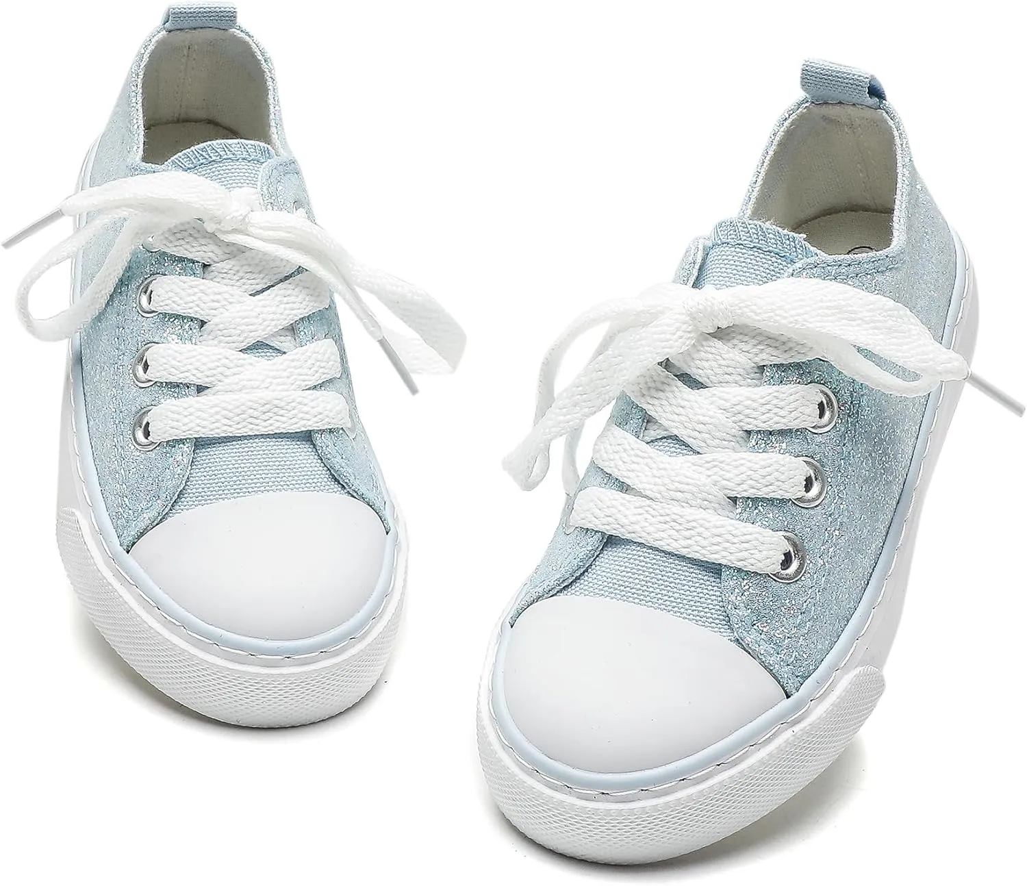 Toddler Canvas Sneakers for Boys & Girls - Breathable, Lightweight & Durable Lace-Up Shoes Non-Slip Rubber Sole, Classic School Style for Play & Casual Wear,Ages 2 