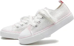 Toddler Canvas Sneakers for Boys & Girls - Breathable, Lightweight & Durable Lace-Up Shoes Non-Slip Rubber Sole, Classic School Style for Play & Casual Wear,Ages 2 