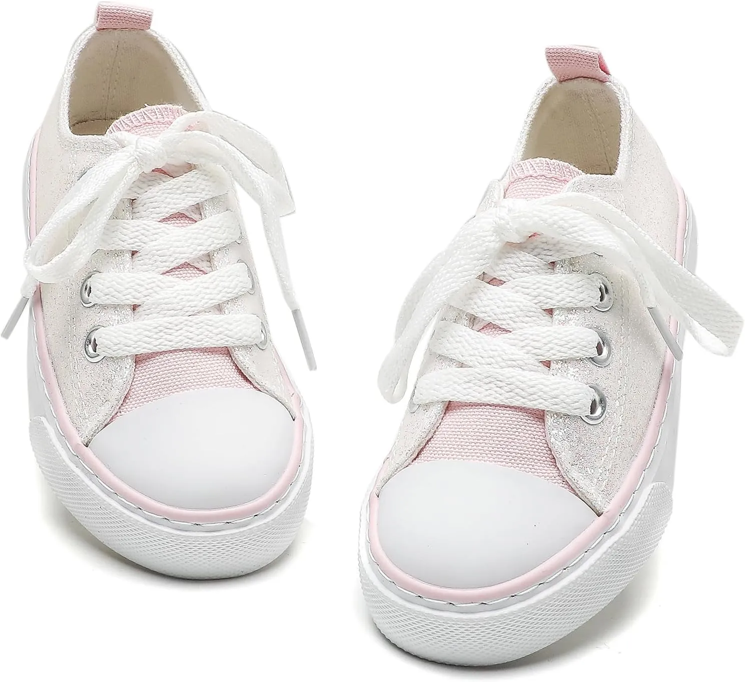 Toddler Canvas Sneakers for Boys & Girls - Breathable, Lightweight & Durable Lace-Up Shoes Non-Slip Rubber Sole, Classic School Style for Play & Casual Wear,Ages 2 
