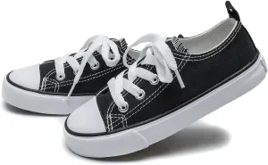 Toddler Canvas Sneakers for Boys & Girls - Breathable, Lightweight & Durable Lace-Up Shoes Non-Slip Rubber Sole, Classic School Style for Play & Casual Wear,Ages 2 