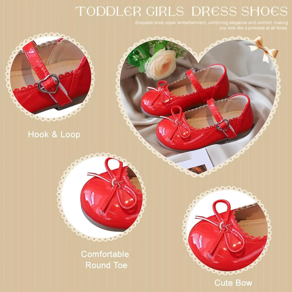 Toddler Girl Dress Shoes Bow Knot Mary Jane Flat Shoes Little Girl Wedding Party School Church Shoes