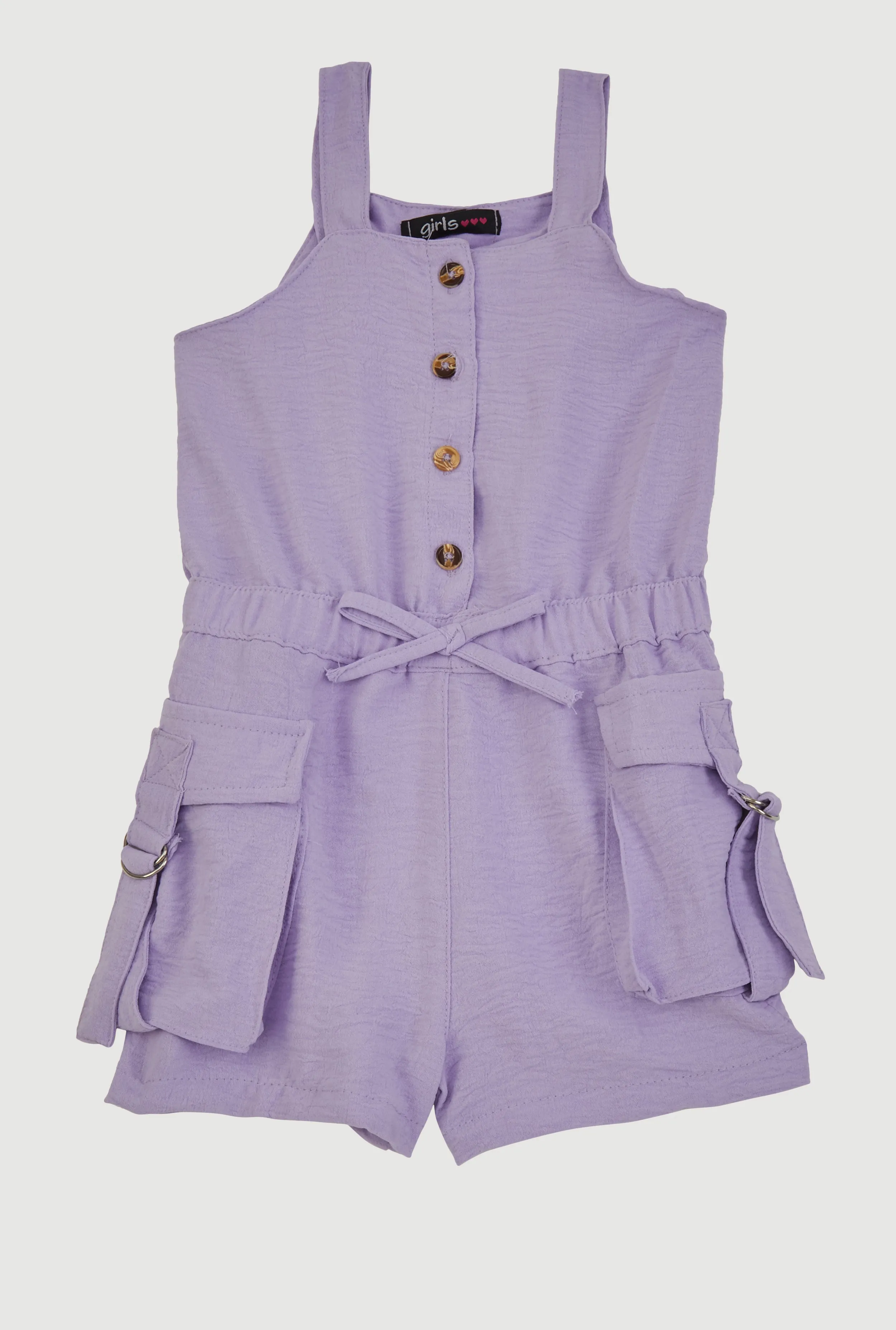 Toddler Girls Airy Button Front Utility Romper
