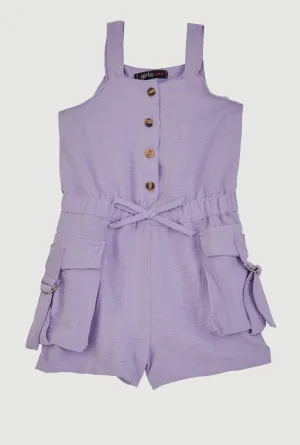 Toddler Girls Airy Button Front Utility Romper