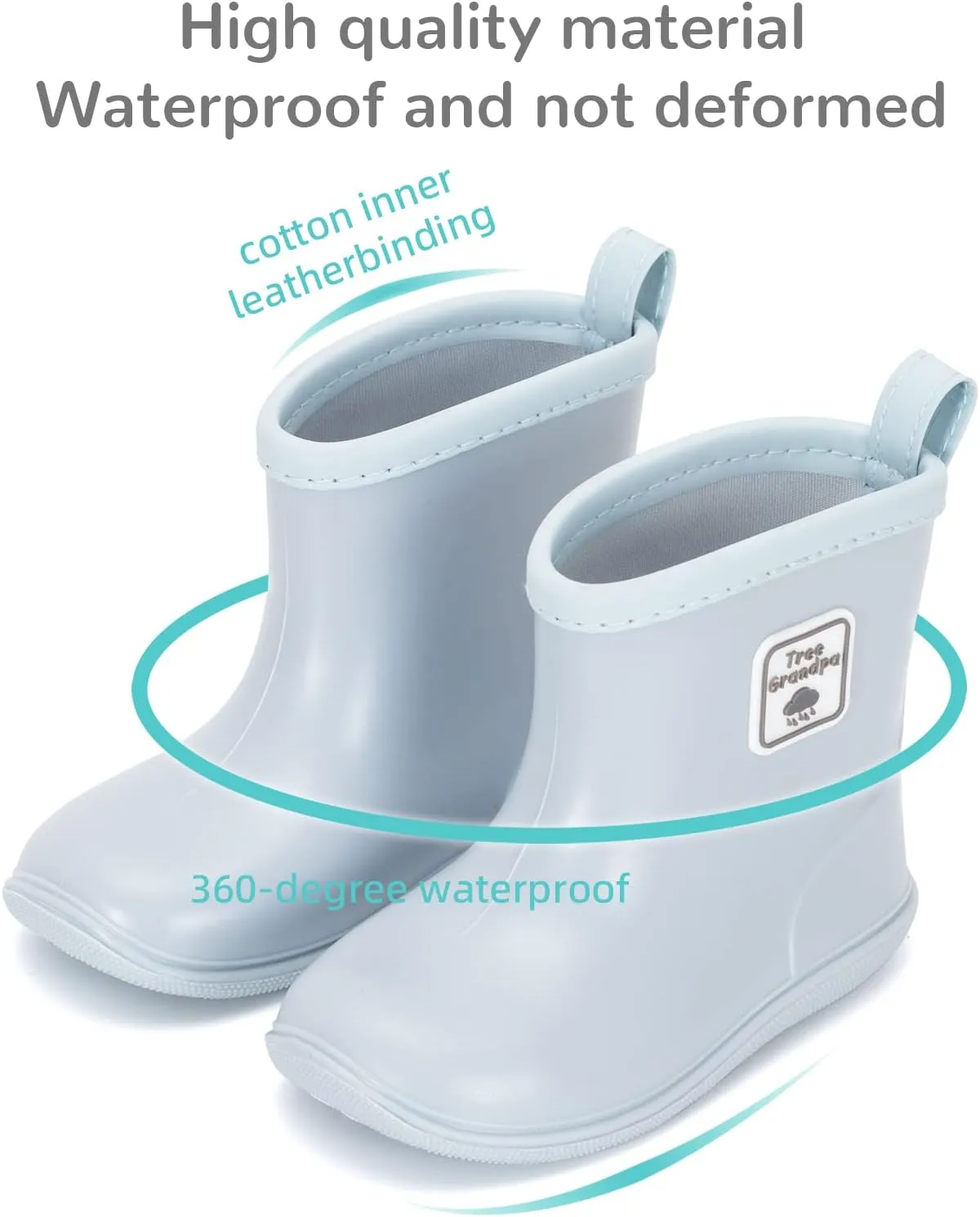 Toddler Kids Rain Boots for Boys Girls Easy-on Lightweight Waterproof Rainboots Baby
