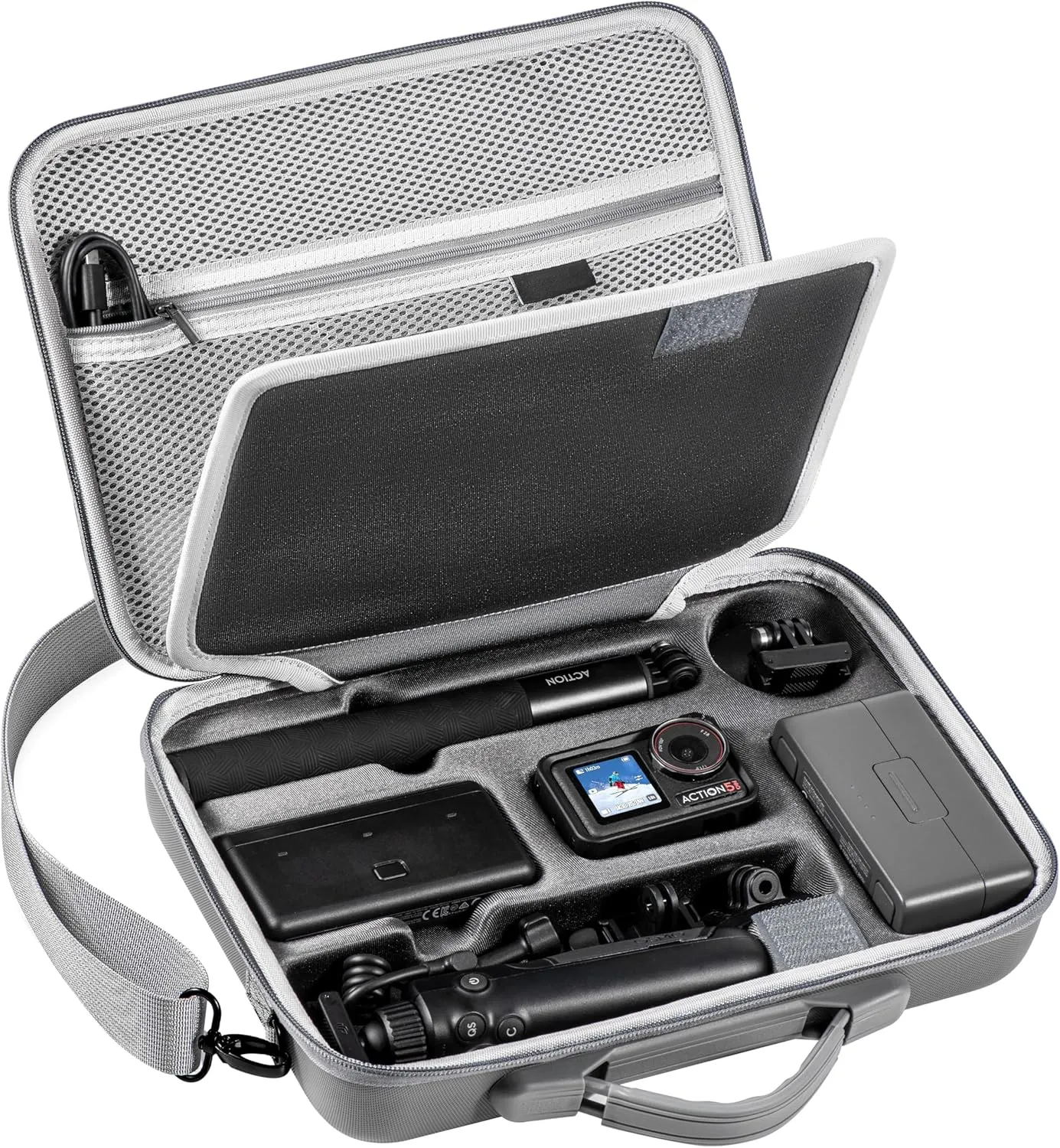 Tomat Action 5 pro Carry Case, Portable Carrying Travel Bag for DJI Osmo Action 5 pro/4/3 Adventure Combo Accessories For DJI MIC 2 /Multifunctional Charging Handle