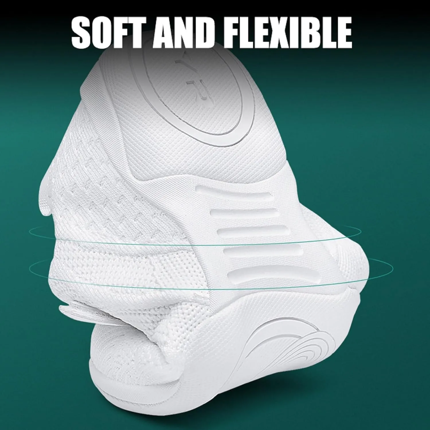 Tongzone Cheer Shoes Youth Girls Cheerleading White Dance Shoes Breathable Competition Walking Training Athletic Tennis Shoes