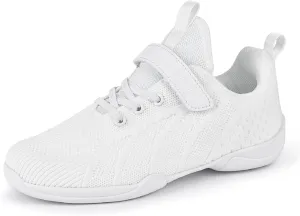 Tongzone Cheer Shoes Youth Girls Cheerleading White Dance Shoes Breathable Competition Walking Training Athletic Tennis Shoes