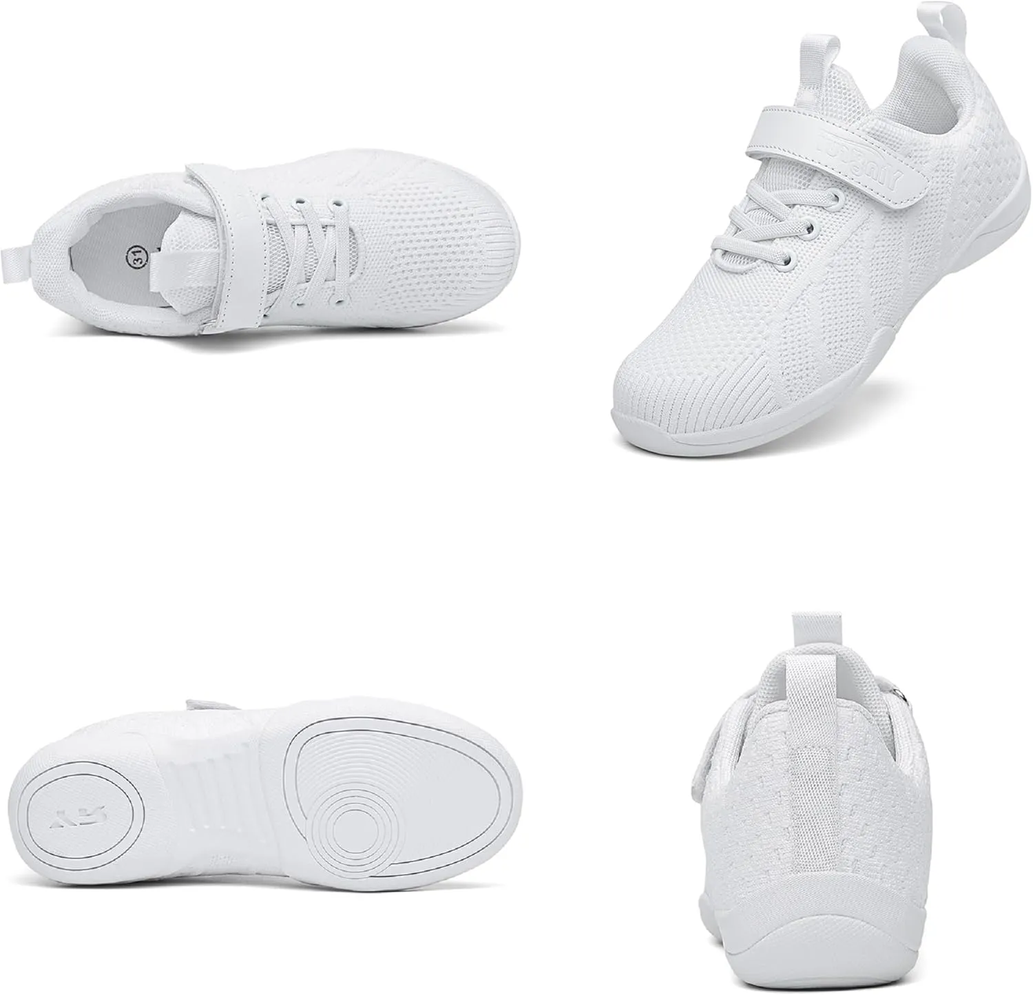 Tongzone Cheer Shoes Youth Girls Cheerleading White Dance Shoes Breathable Competition Walking Training Athletic Tennis Shoes