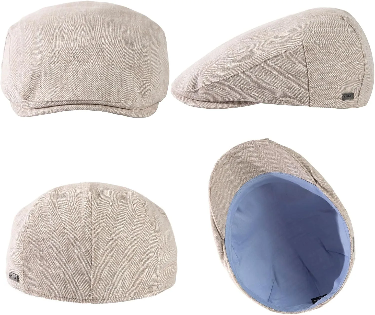 TOP-EX L/XL/XXL 100% Natural Linen Flat Cap Summer Cooling Newsboy Cap