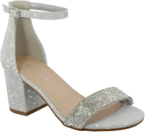 TOP Moda Diamond-1 Ankle Strap Dressy High Heel Sandal, Non-slip Sole, For Wedding, Party, Prom, Evening Wear, or Any Occasion, Sleek Style Block Heel Sandals