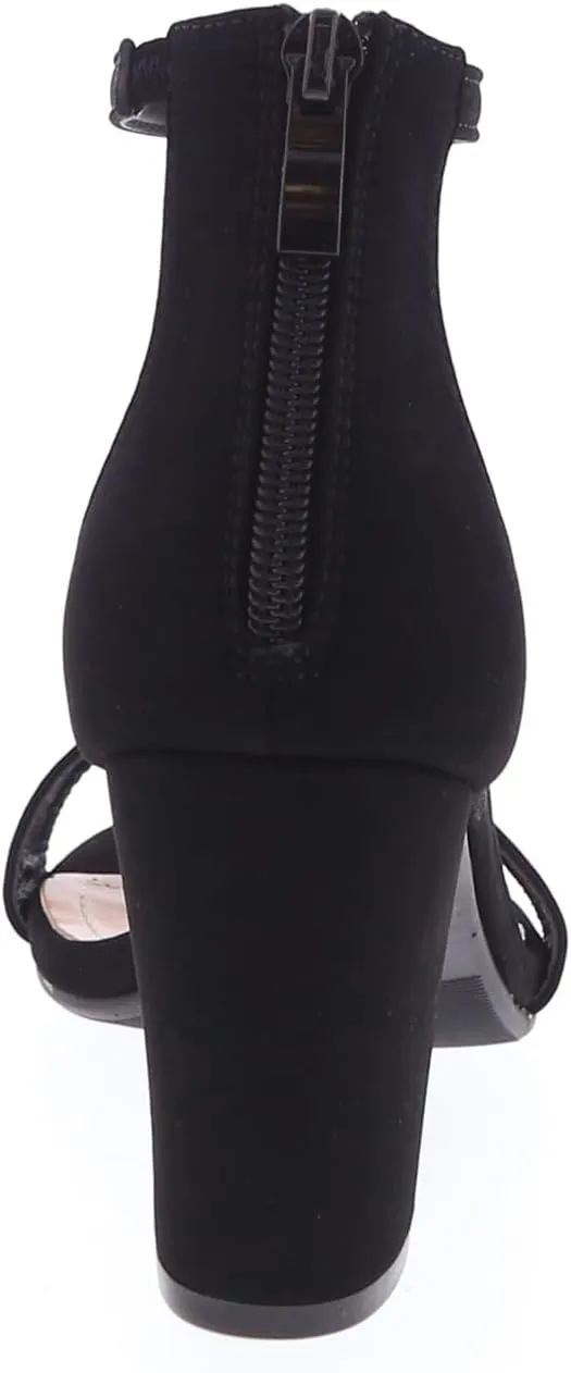 TOP MODA Hannah-1 Ankle Strap Dressy High Heel Sandal, Non-slip Sole, For Wedding, Party, Prom, Evening Wear, or Any Occasion, Sleek Style Block Heel Sandals