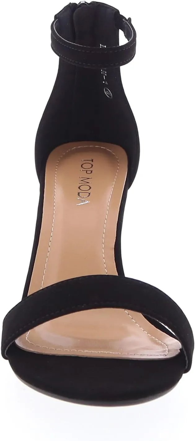 TOP MODA Hannah-1 Ankle Strap Dressy High Heel Sandal, Non-slip Sole, For Wedding, Party, Prom, Evening Wear, or Any Occasion, Sleek Style Block Heel Sandals
