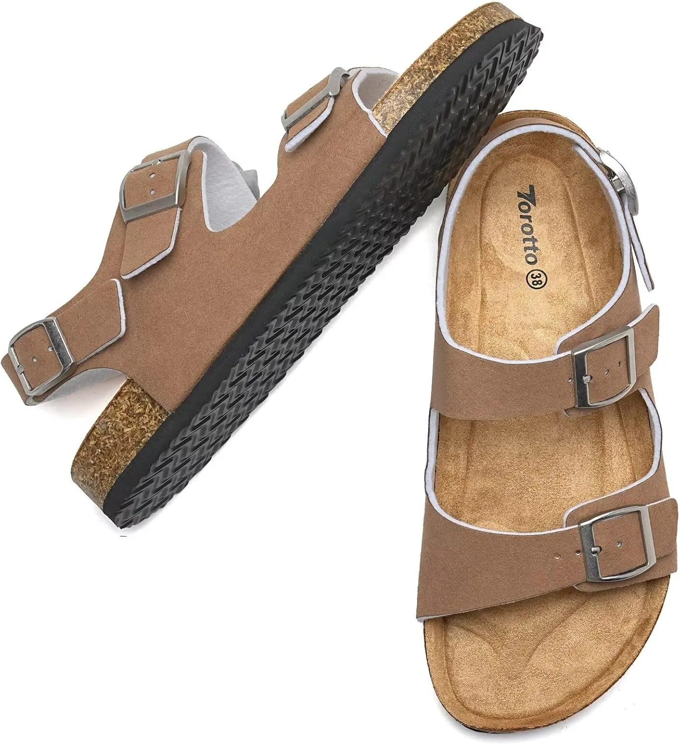 Torotto Womens Sandals with Cork Footbed Open Toe Adjustable Webbing Athletic Slides Sandals for Walking | Beach | Indoor Outdoor