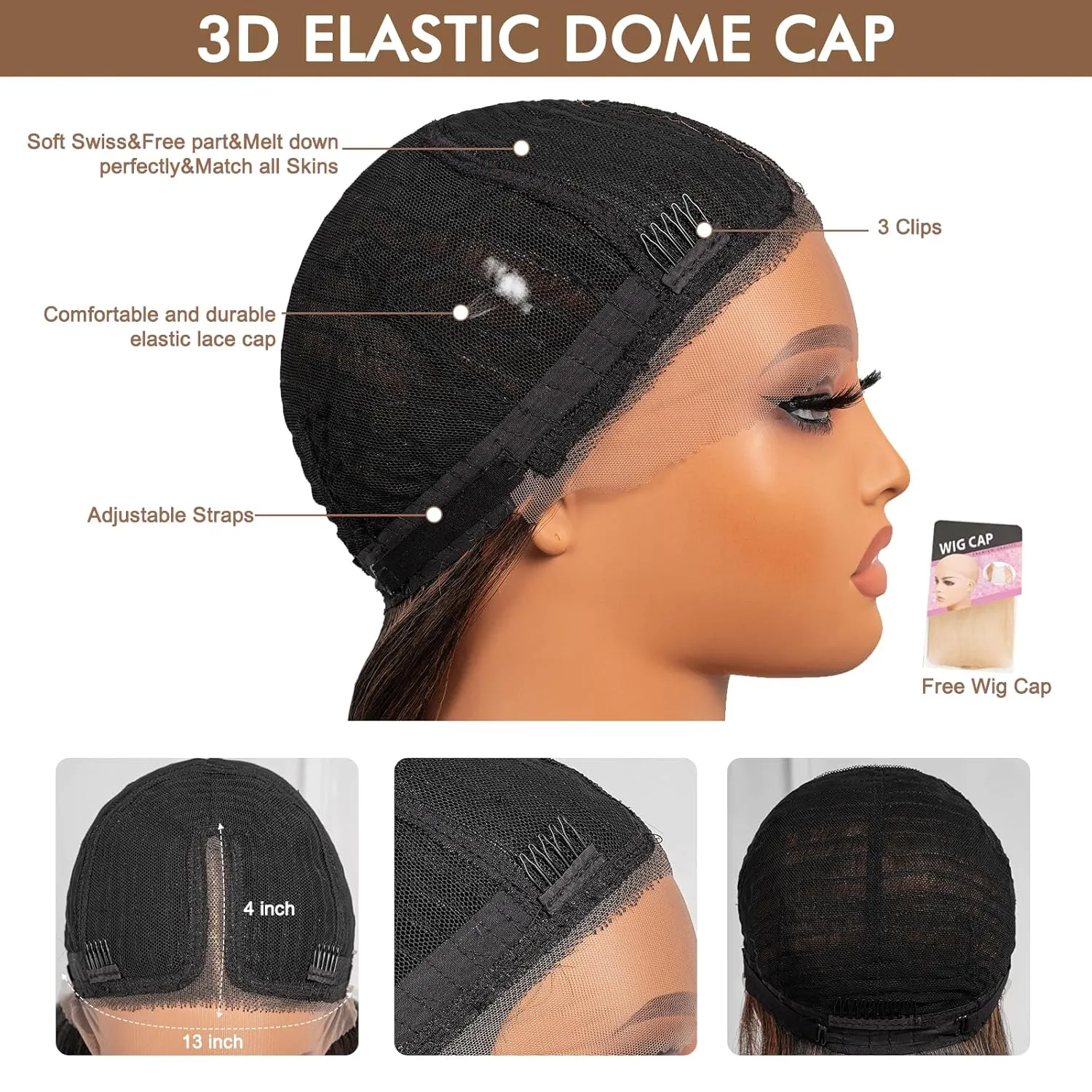 ToyoTress Highlight Ombre Synthetic Lace Front Wig - 20 Inch 13x4x1 Tangle-free Synthetic Lace Frontal Wigs Pre-Plucked Shoulder Length Straight Glueless HD Lace Wigs (20 Inch, OP4/30/27-Mid-Part)