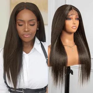 ToyoTress Medium Brown Synthetic Lace Front Wig - 20 Inch 13x4x1 Tangle-free Synthetic Lace Frontal Wigs Pre-Plucked Shoulder Length Straight Glueless HD Lace Wigs For Women (20 Inch, #4-Mid-Part)