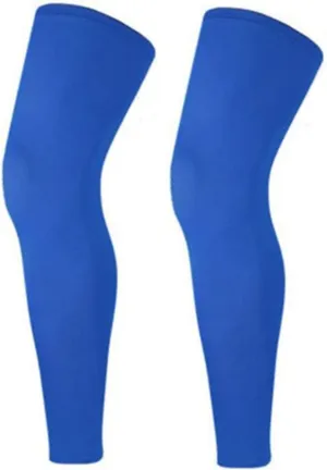 TREGOO Sports Compression Long Leg Sleeve UV Full Length Knee Sleeve for Men Women Youth Running Basketball Football Cycling (Blue,Medium)