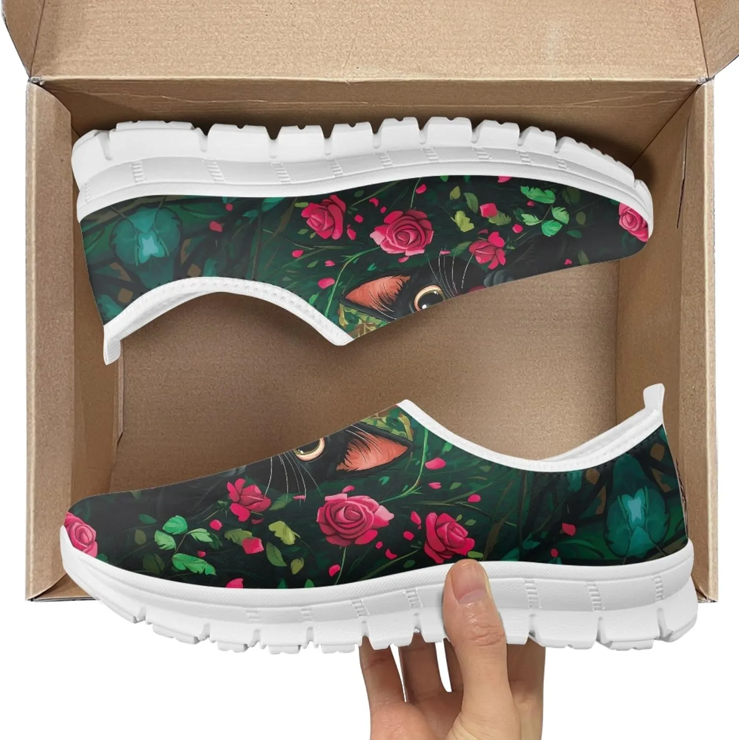 Trendy Print Womens Shoes Slip-on Walking Shoes Sneakers Breathable Mesh Casual Footwear