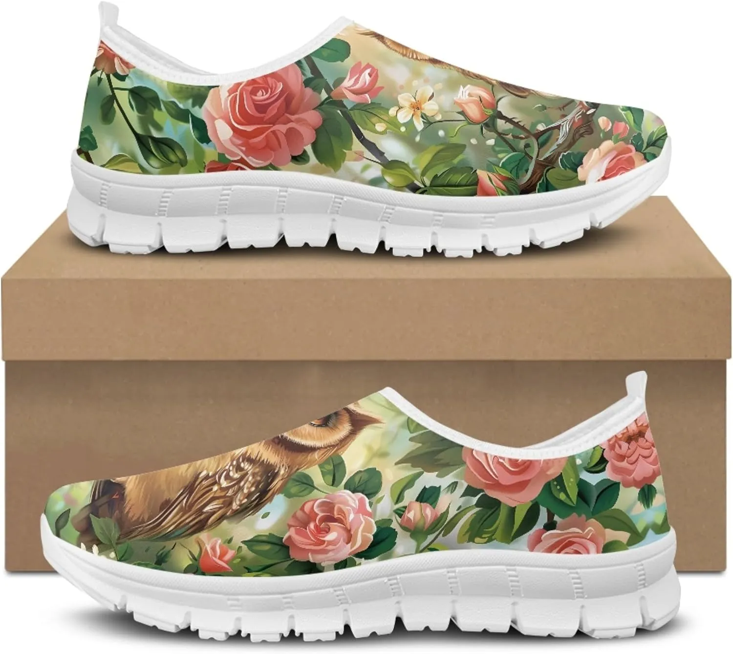 Trendy Print Womens Shoes Slip-on Walking Shoes Sneakers Breathable Mesh Casual Footwear