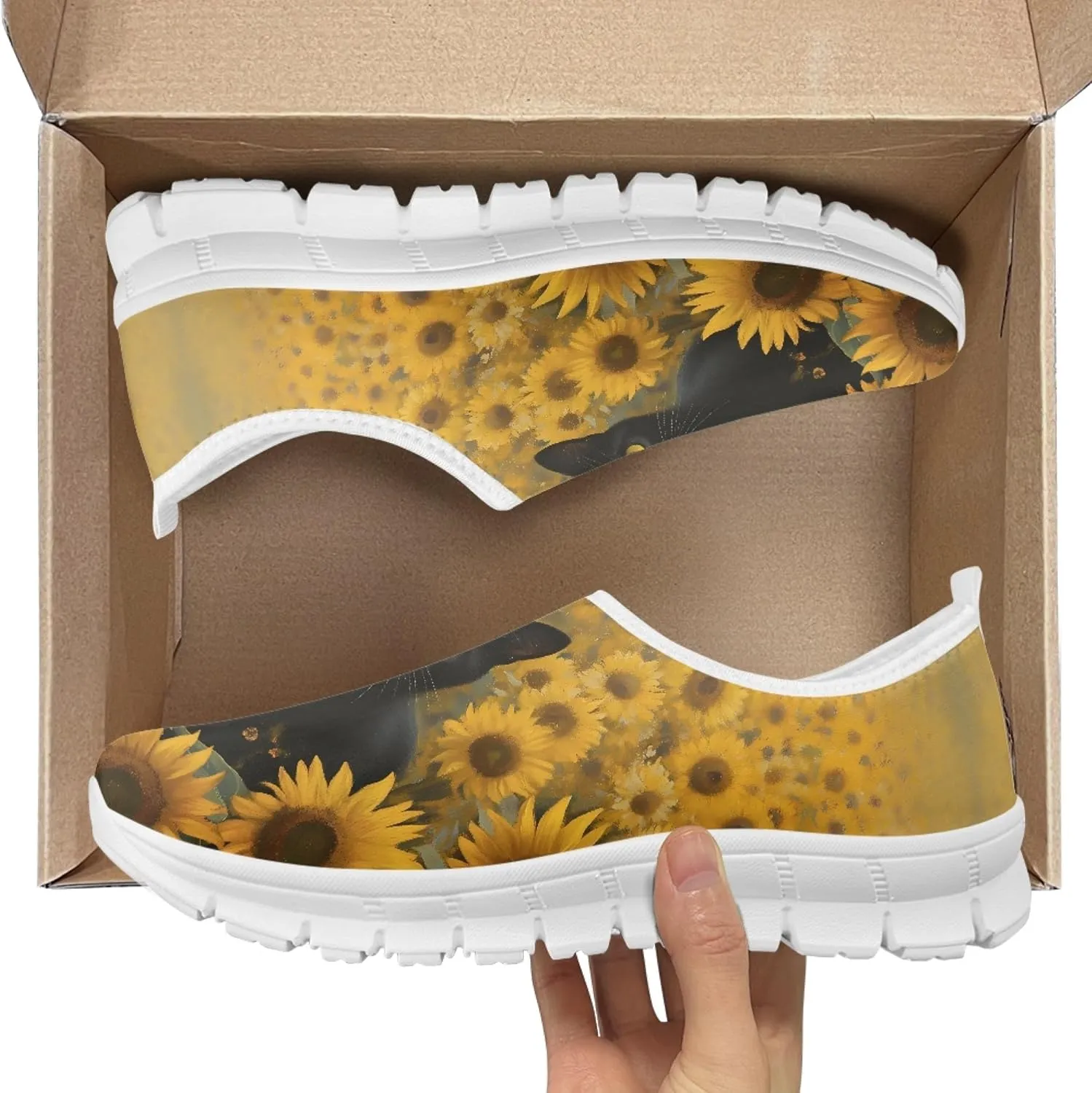 Trendy Print Womens Shoes Slip-on Walking Shoes Sneakers Breathable Mesh Casual Footwear