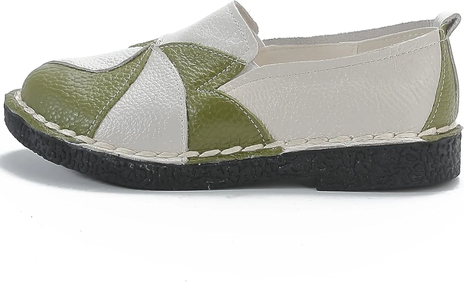 Trsorini Women Casual Loafers Shoes Comfortable Multi Color Stitching Leather Slip on Shoes for Lady Soft Sole Flat Driving Walking Dress