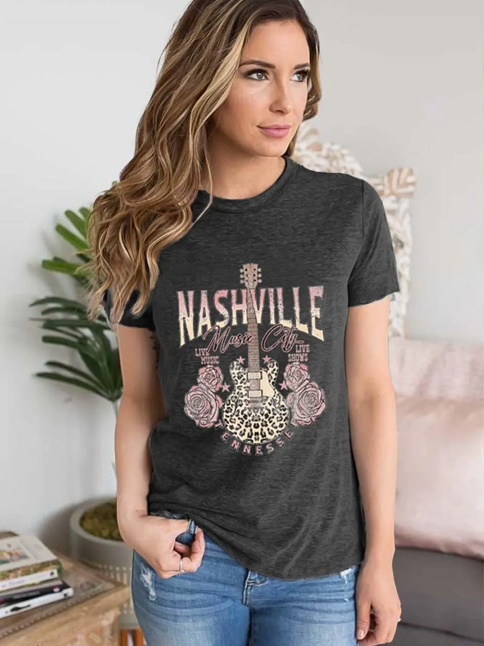 Try That in A Small Town Shirt Women Vintage Country Music T Shirts Rock Band Tees Short Sleeve Tops
