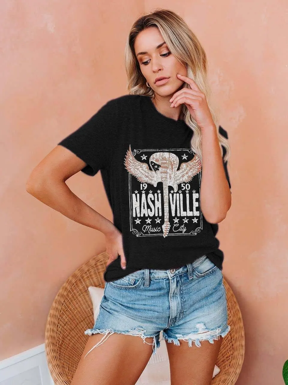 Try That in A Small Town Shirt Women Vintage Country Music T Shirts Rock Band Tees Short Sleeve Tops