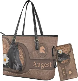 Tuoxiukan Personalized Handbags and Wallet Set for Women Clutch Purse Custom Name Tote Bag Customized Gifts for Mom