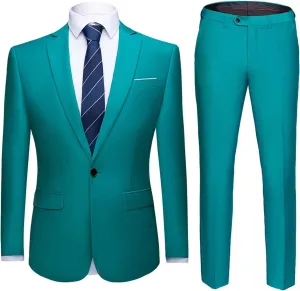Tuxedos Men Suits Green 2 Piece Suit Wedding Men's Suit Set Formal Suit Jacket Pants Slim Business
