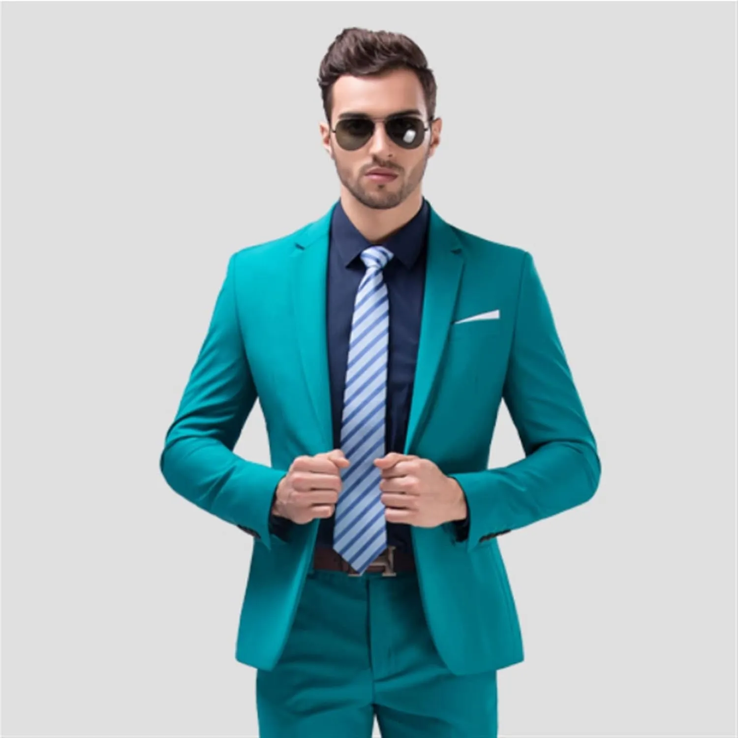 Tuxedos Men Suits Green 2 Piece Suit Wedding Men's Suit Set Formal Suit Jacket Pants Slim Business