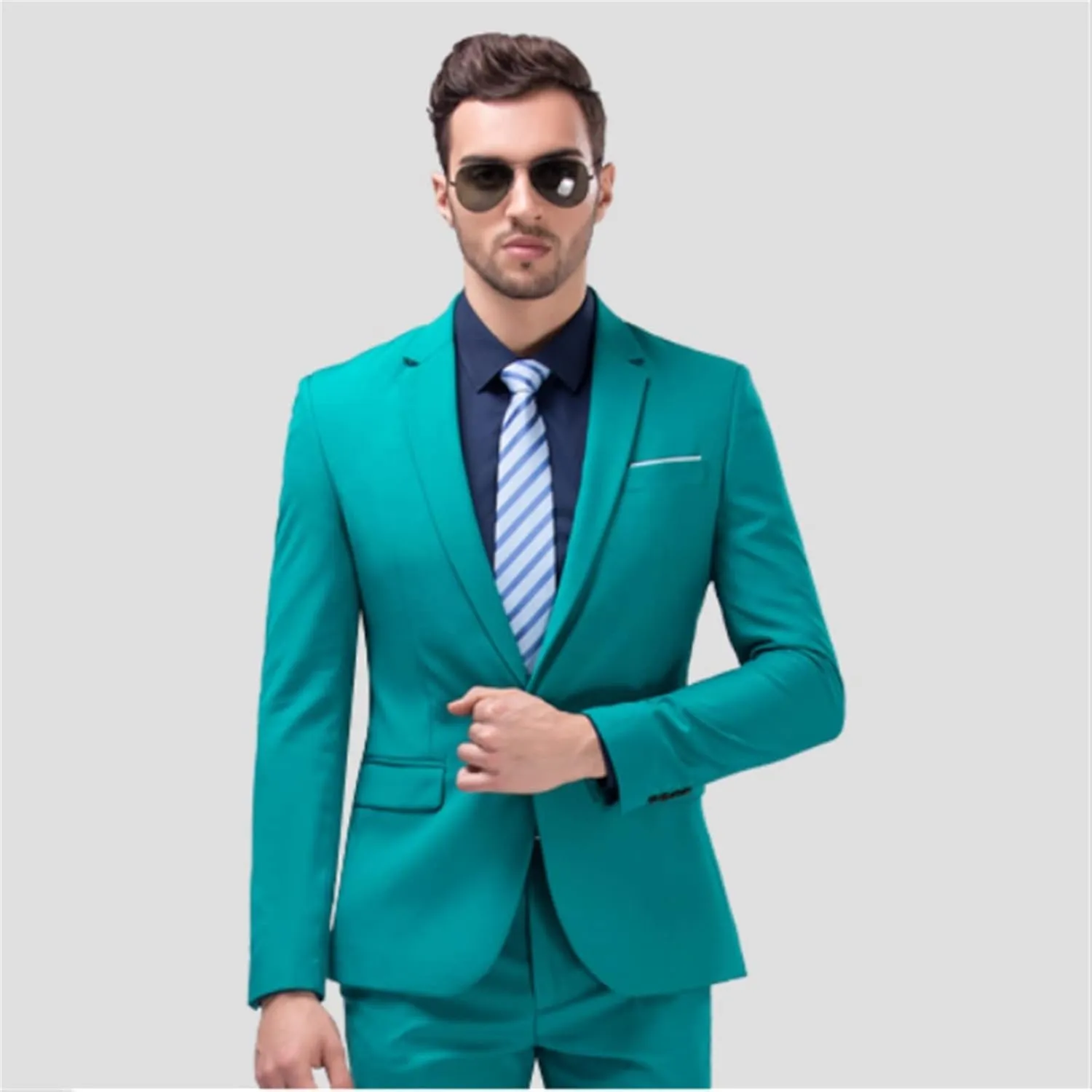 Tuxedos Men Suits Green 2 Piece Suit Wedding Men's Suit Set Formal Suit Jacket Pants Slim Business