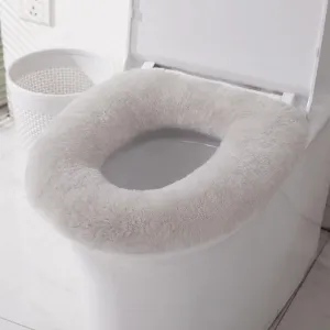 U&M Genuine Sheepskin Toilet Seat Cover Bathroom Soft Warm Washable Real Fur Wool Toilet Seat Pads Easy Installation& Care