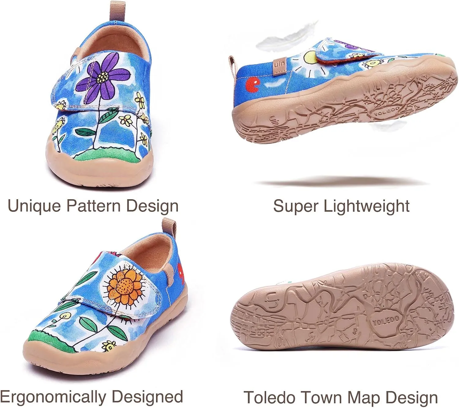 UIN Kid's Casual Slip-on Canvas Loafers Boys Girls Shoes Fashion Sneakers Funny Painted Travel Shoes