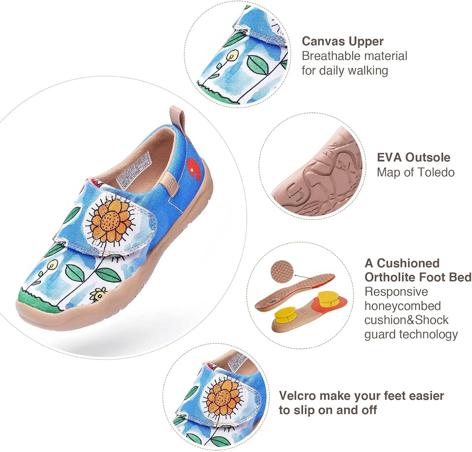UIN Kid's Casual Slip-on Canvas Loafers Boys Girls Shoes Fashion Sneakers Funny Painted Travel Shoes