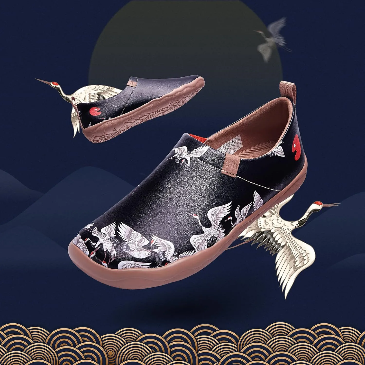 UIN Women's Artistic Design Slip-On Microfiber PU Shoes Stylish Comfortable Casual Loafers Lightweight Everyday Travel Footwear