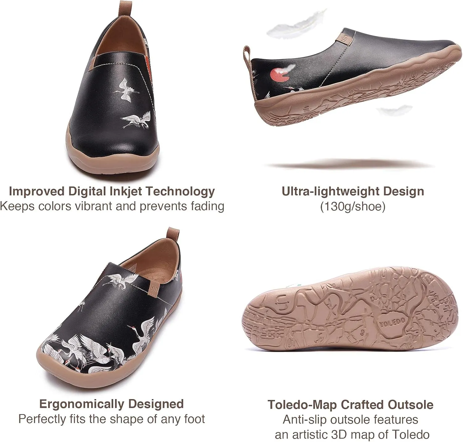 UIN Women's Artistic Design Slip-On Microfiber PU Shoes Stylish Comfortable Casual Loafers Lightweight Everyday Travel Footwear