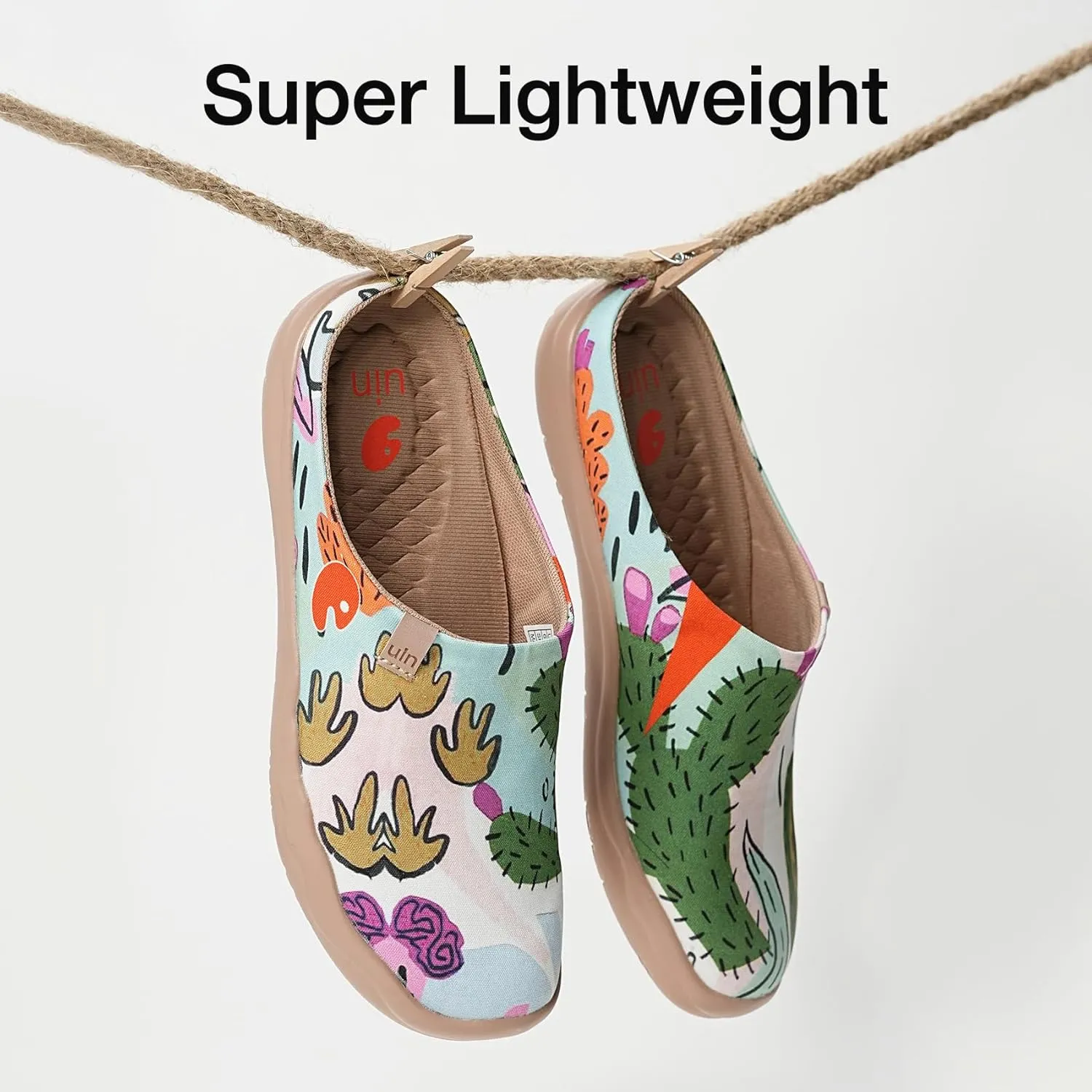 UIN Women's Slip On Mules Comfortable Flat Lightweight Wide Toe Clog Casual Art Painted Travel Shoes Malaga Series