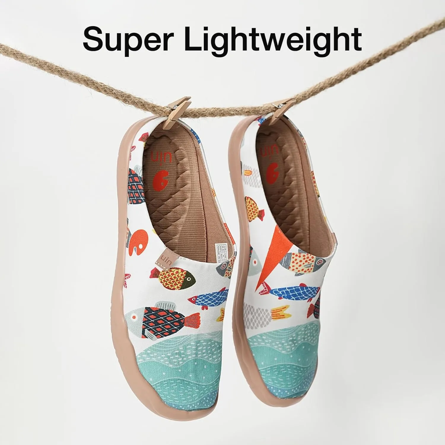 UIN Women's Slip On Mules Comfortable Flat Lightweight Wide Toe Clog Casual Art Painted Travel Shoes Malaga Series