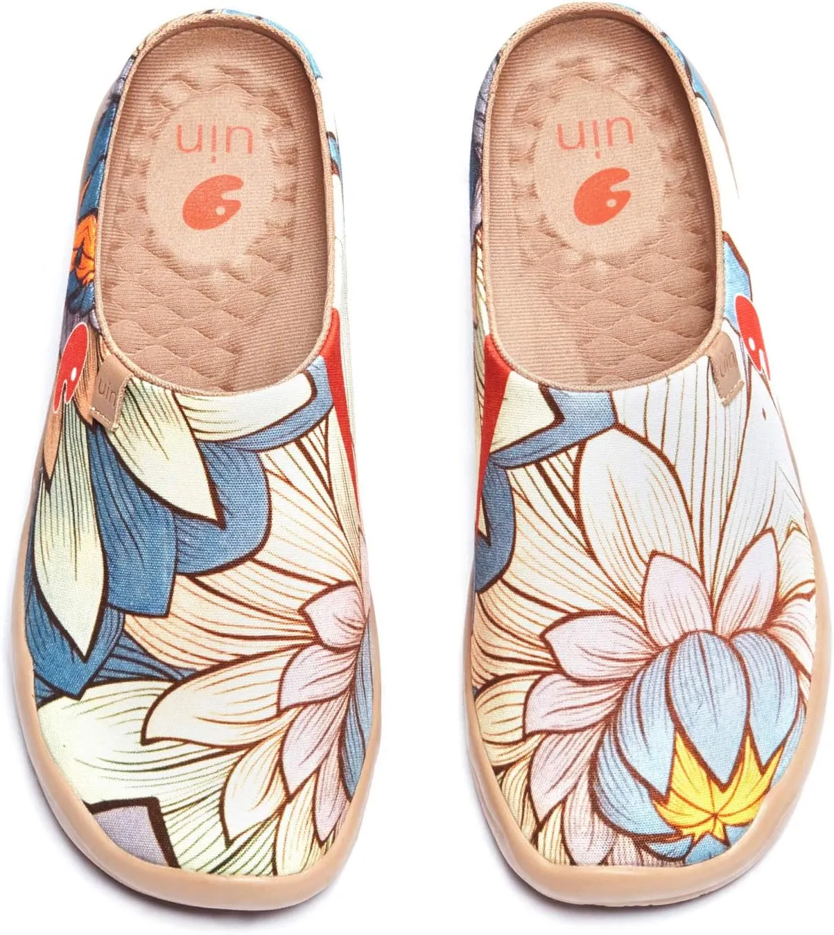 UIN Women's Slip On Mules Comfortable Flat Lightweight Wide Toe Clog Casual Art Painted Travel Shoes Malaga Series