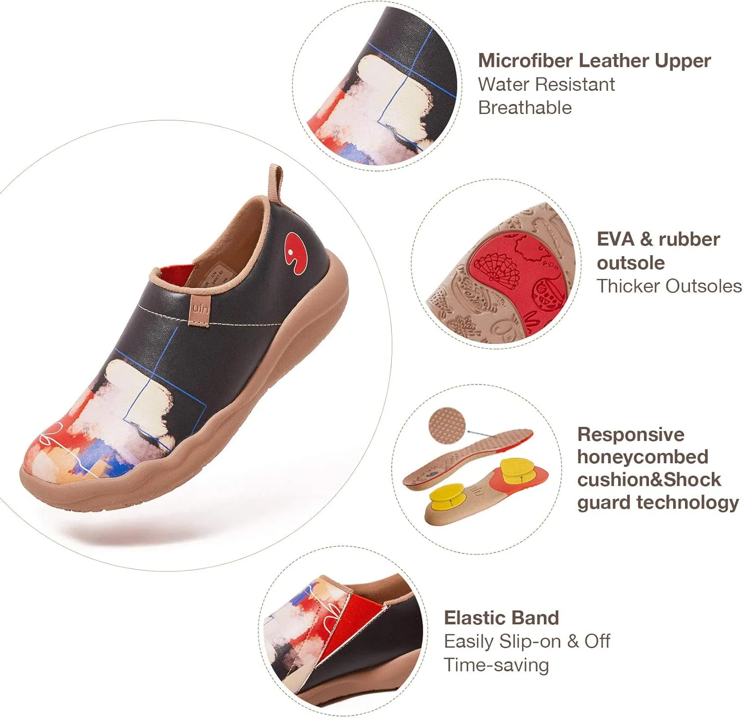 UIN Women's Walking Travel Shoes Slip On Microfiber Casual Loafers Lightweight Comfort Fashion Sneaker