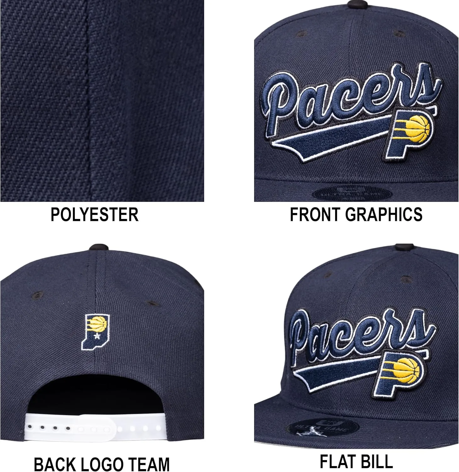 Ultra Game Men's NBA Official Snap Back 3D Embroidered Team Logo Baseball Cap Hat