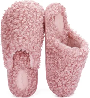ULTRAIDEAS Women's Fuzzy Slip-on Slippers, Cozy Indoor House Shoes with Memory Foam
