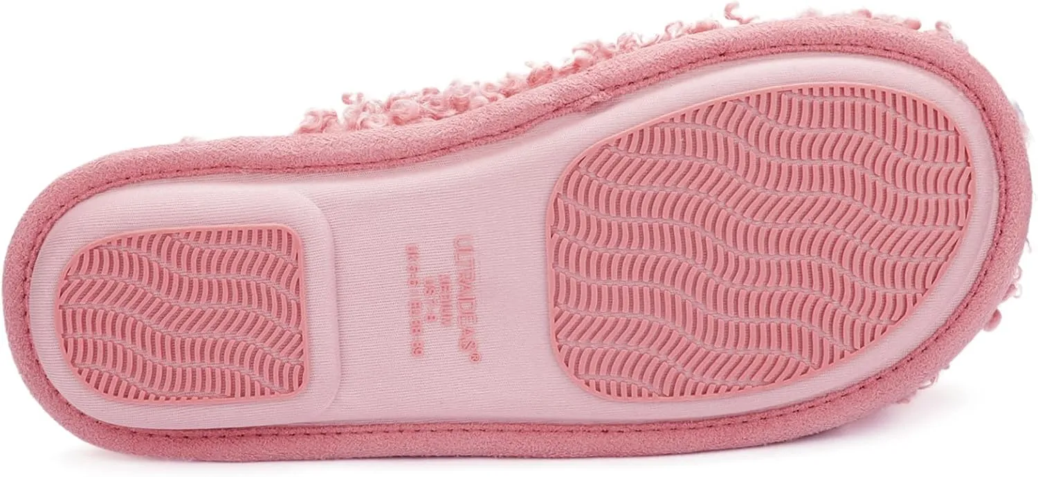 ULTRAIDEAS Women's Fuzzy Slip-on Slippers, Cozy Indoor House Shoes with Memory Foam