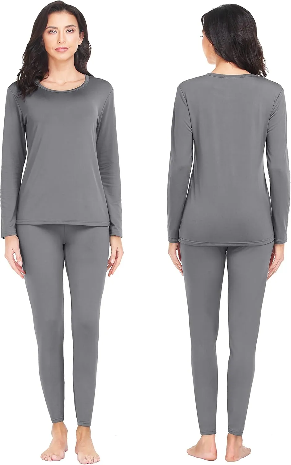 URATOT 2 Sets Women’s Thermal Underwear Set Fleece Lined Thermal Underwear Soft Long Top Bottom Set for Women Cold Winter