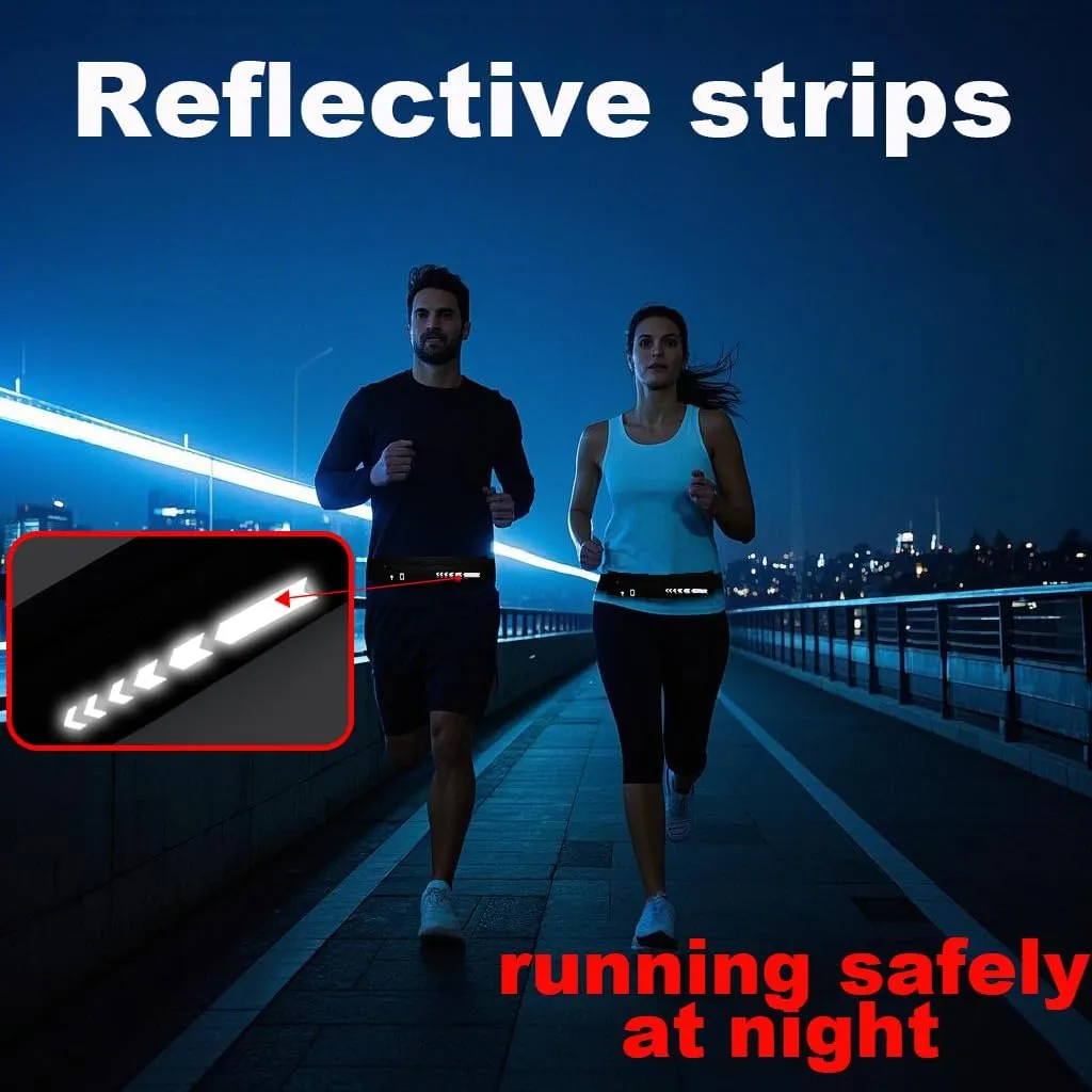 USHAKE Slim Running Belt for Women Men-Runners Phone Holder Fanny Pack, Adjustable, Bounce Free Waist Pouch bag for Workout, Money Belt, Run Gear Accessories Black