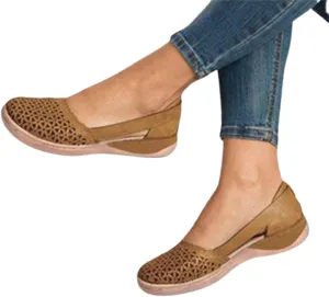 VALINK Women's Loafer Sandals Summer Hollow Breathable Wedge Sandals For Outdoors Comfortable Women's Platform & Wedge Sandals