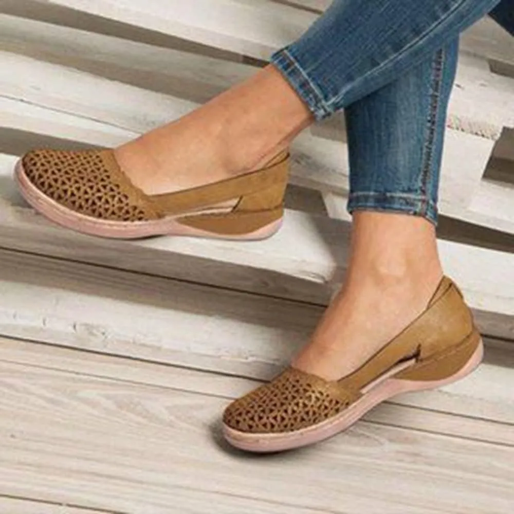 VALINK Women's Loafer Sandals Summer Hollow Breathable Wedge Sandals For Outdoors Comfortable Women's Platform & Wedge Sandals