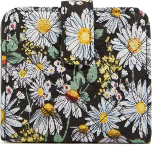 Vera Bradley Cotton Finley Small Wallet with RFID Protection, Daisies White